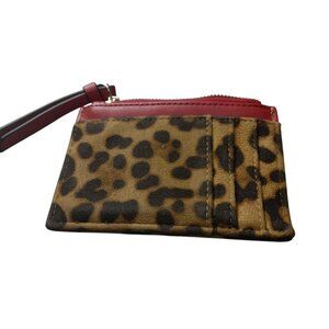 Cheetah Leopard Print Ladies Slim Wallet Card Cash & ID Holder Zip Closure